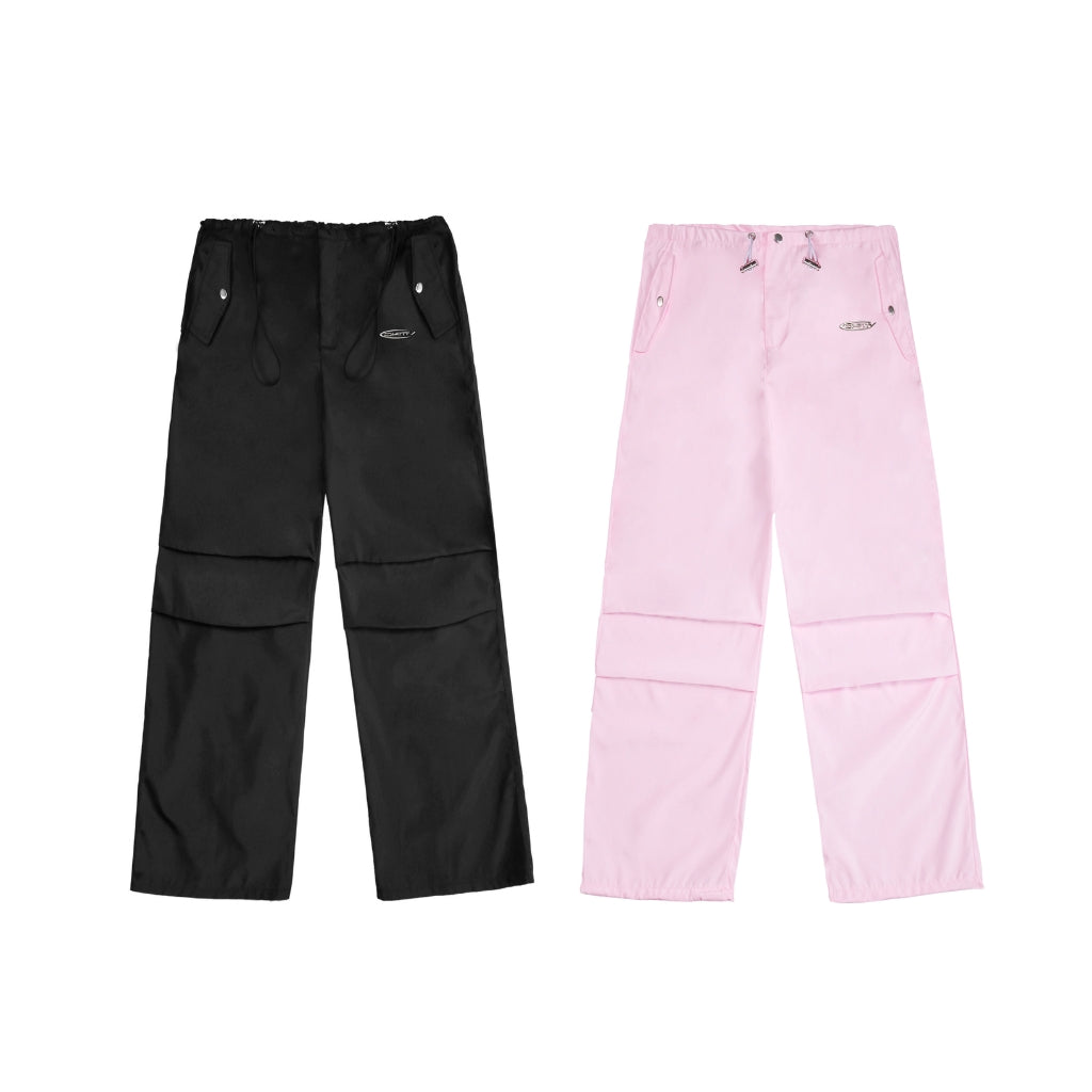 Black and pink pants on a white background