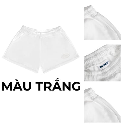 White boxer briefs with 'DKMV' branding on a white background