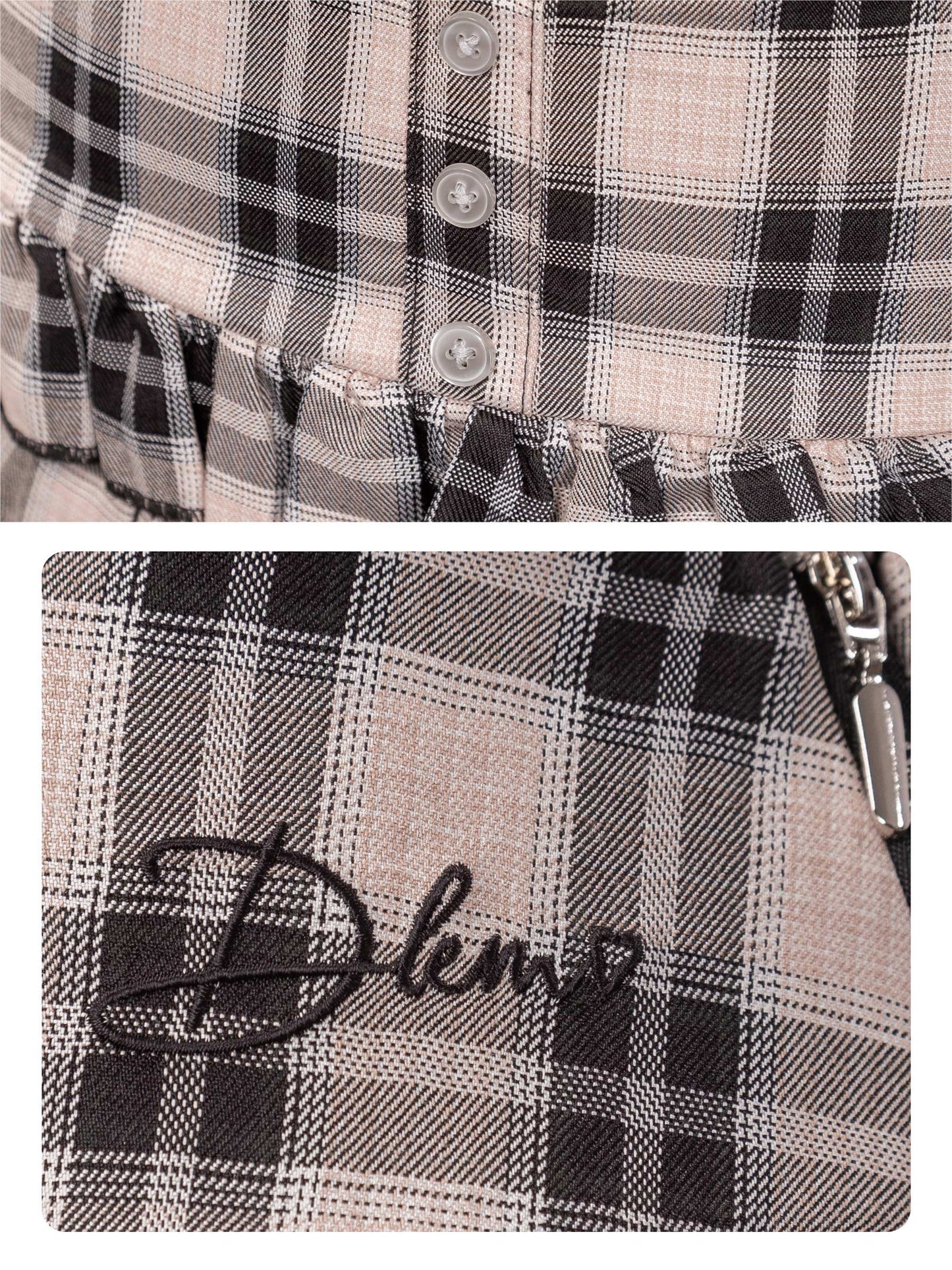 Plaid shirt with a brand logo on a checkered pattern