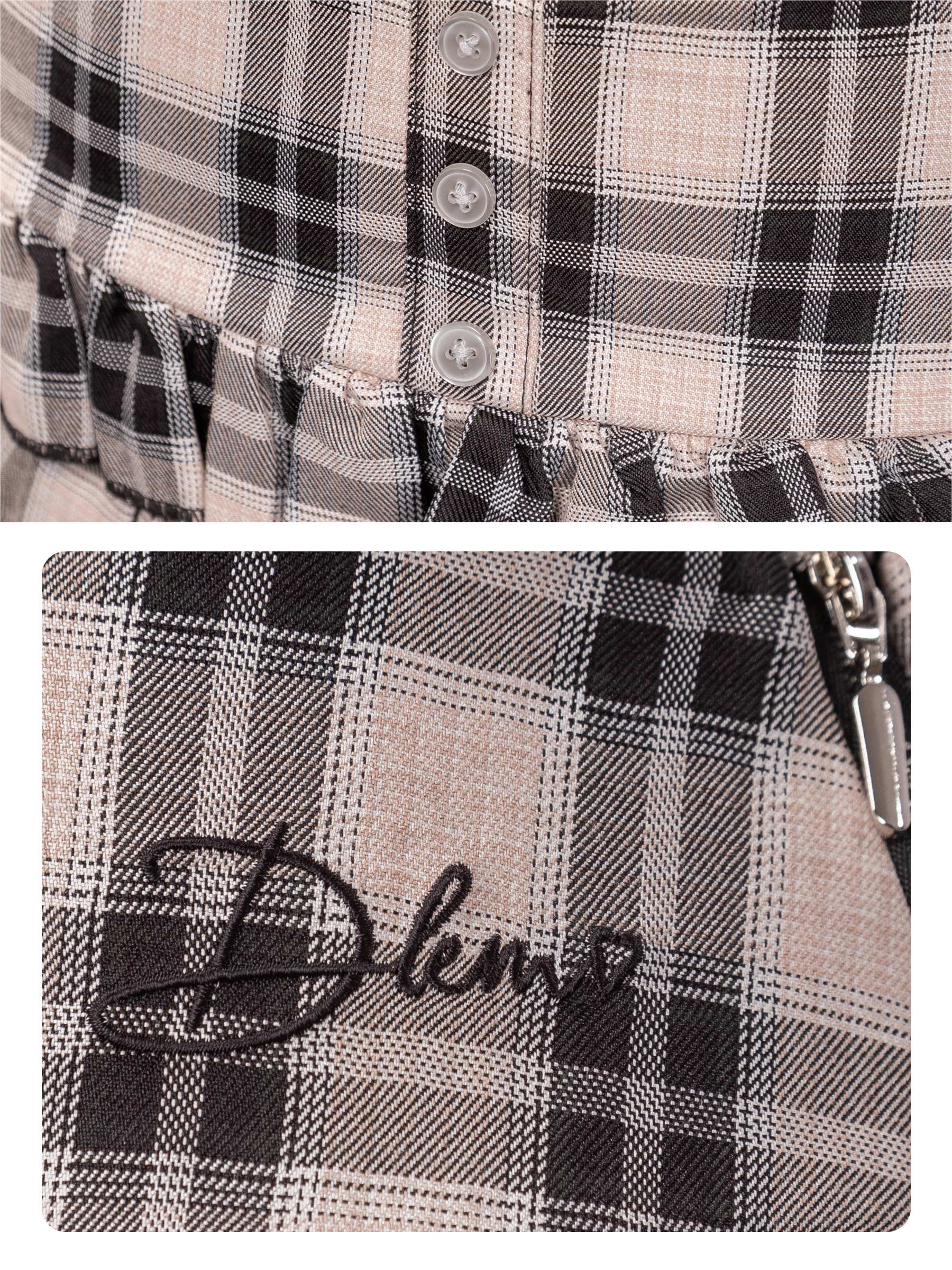 Plaid shirt with a brand logo on a checkered pattern