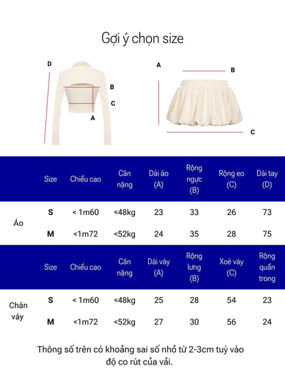 Measurement chart for a dress with size guide in Vietnamese