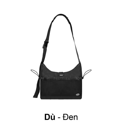 Black shoulder bag on a white background