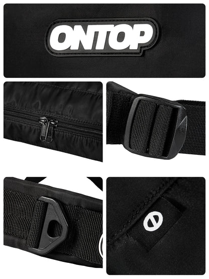 Black belt with multiple views and 'ONTOP' branding on a black background