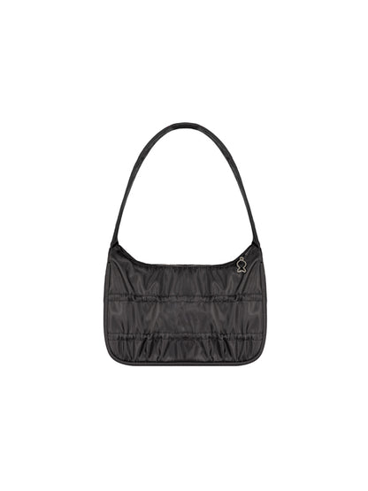 Black shoulder bag on a white background