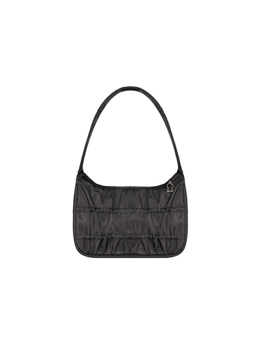 Black shoulder bag on a white background