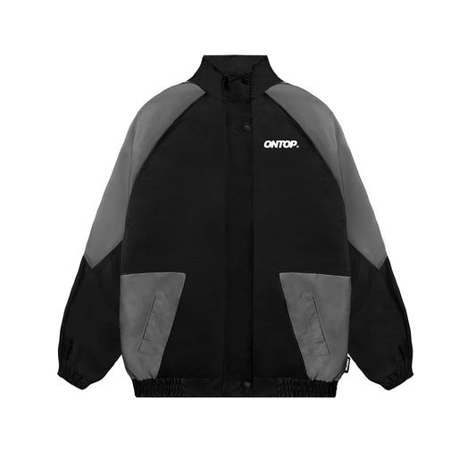 Black and gray jacket with 'ONTOP' logo on a white background