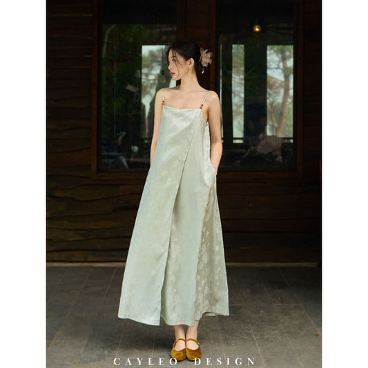 Soft Jacquard Halter Maxi Dress